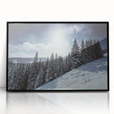 Large abstract wall art depicting the Colorado Vail scenery in muted earth tones on a framed acrylic panel.