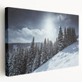 Scenic Vail, Colorado landscape on large stretched canvas, featuring earthy green and blue tones, ideal for kitchen wall art.