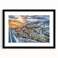 Extra large abstract art print of colorful Aspen scenery, textured on a black framed mat, ideal for living room decor.