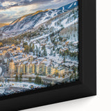 Extra large framed canvas of a textured Colorado Aspen landscape in black with vibrant colorful accents.