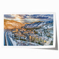 Rolled print of Aspen, Colorado scenery with lush green trees and mountain backdrop, ideal for art wall dining room.