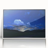 Acrylic print of Colorado Springs scenery in art deco style, framed in white, suitable for modern nursery decor.