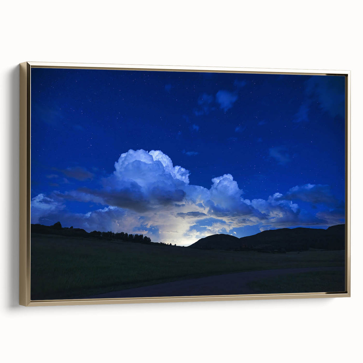 Framed canvas wall art of Colorado Springs landscape in muted earth tones, ideal for bedroom decor.