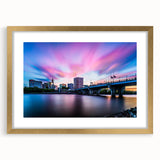 Extra large abstract art print featuring textured scenery of Connecticut in muted earth tones, framed in gold.