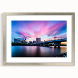 Textured art print of an abstract Connecticut landscape in muted earth tones, framed in silver, suitable for bedroom decor.