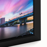 Textured black wall art depicting a colorful Connecticut landscape on a framed canvas, ideal for living room decor.