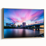 Framed canvas of a Connecticut landscape in muted earth tones, ideal for bedroom wall art.