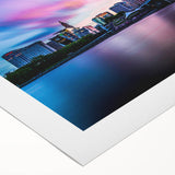 Art deco poster of Connecticut scenery in muted green and blue tones on rolled canvas, suitable for dining room decor.