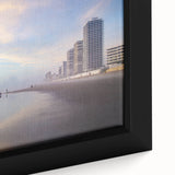 Extra large framed canvas featuring a textured depiction of Daytona scenery in black with colorful accents.