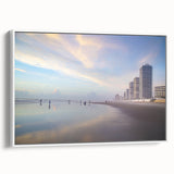 Vintage poster art of Daytona scenery on a framed canvas, featuring colorful art in extra large size.