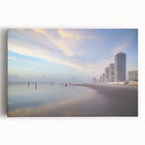 Black and white stretched canvas of Daytona scenery, suitable as large kitchen wall art.
