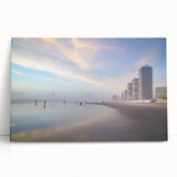 Black and white stretched canvas featuring the Daytona beach scenery, ideal for kitchen wall art or bedroom decor.