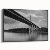 Black and white framed canvas of a Delaware landscape, ideal for bedroom wall art.