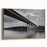Framed canvas depicting a vintage-style Delaware landscape in black and gold tones, ideal for bedroom wall decor.