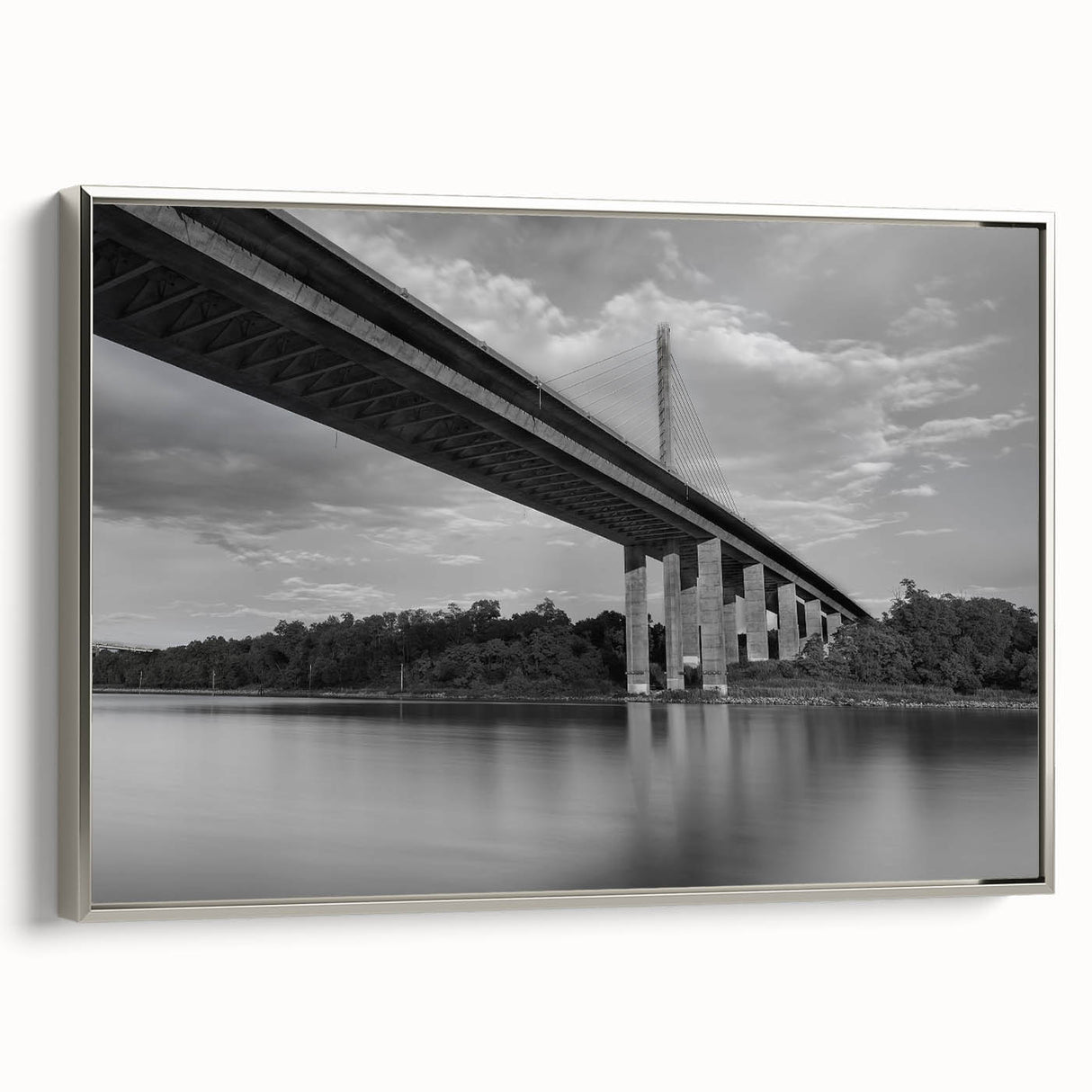 Framed canvas featuring a vintage-style Delaware landscape in muted colors.