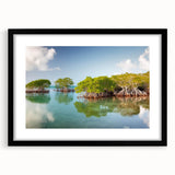 Extra large framed abstract print depicting the vibrant, colorful Florida Keys scenery on textured art paper.
