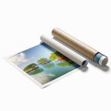 Extra large rolled print depicting the Florida Keys, with vibrant floral art, ideal for classy bathroom wall art.