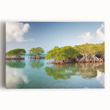 Black and white stretched canvas of the Florida Keys landscape, perfect for kitchen wall art.