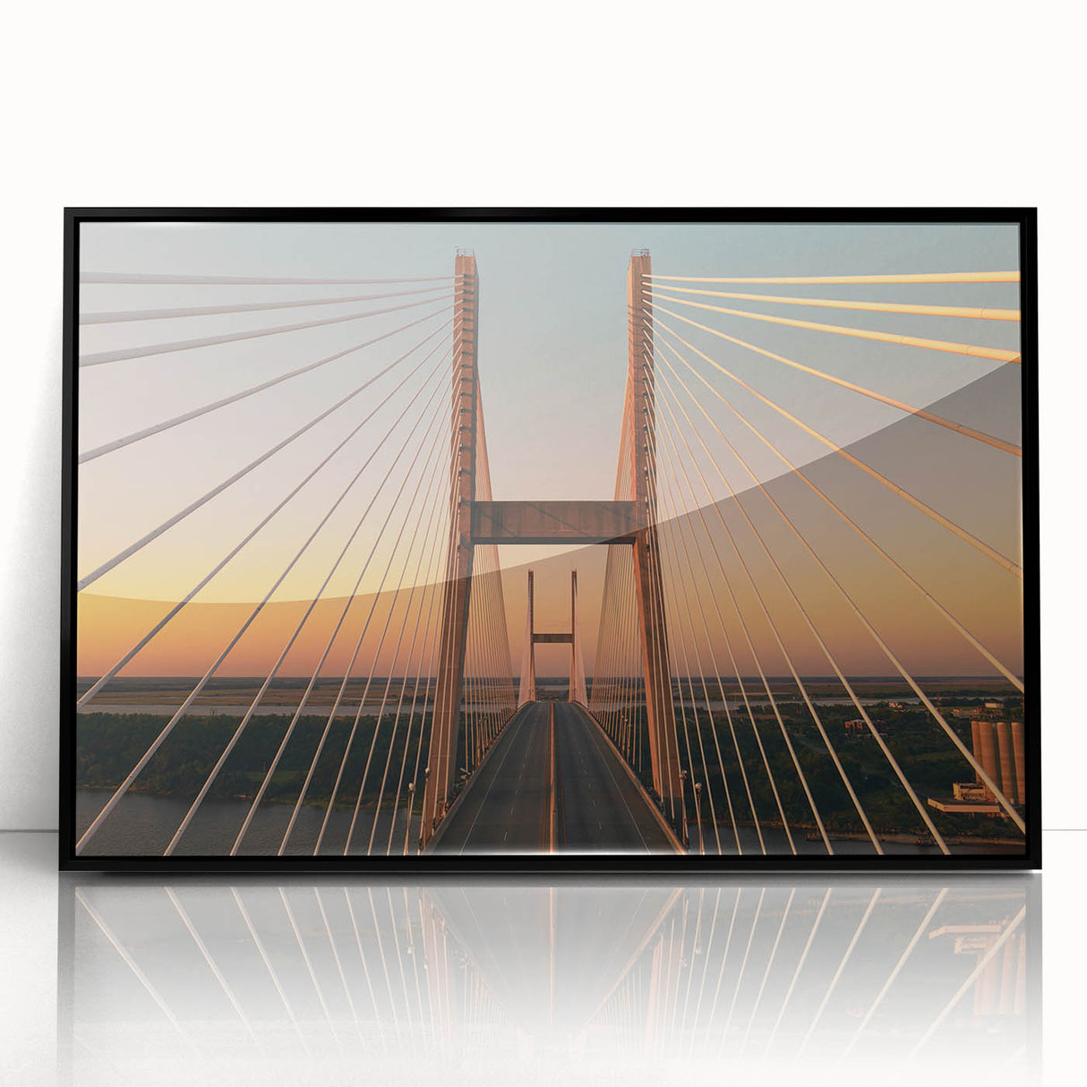 Large abstract wall art featuring a Savannah, Georgia, scenery in muted earth tones on a framed acrylic.