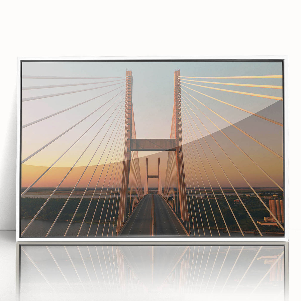 Art Deco poster of Savannah, Georgia in muted pastel shades on framed acrylic, ideal for modern nursery wall art.