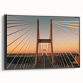 Black and white framed canvas of Savannah landscape with vintage poster style, ideal for bedroom wall art.