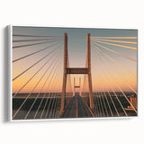 Vintage poster art of Savannah, Georgia, on a large framed canvas with colorful and black accents.