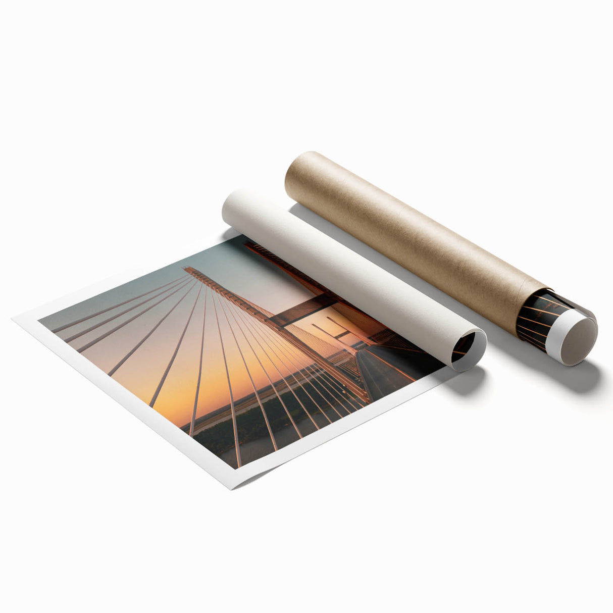 Rolled print of Savannah scenery with floral elements in soft pastel colors, ideal for classy bathroom wall art.