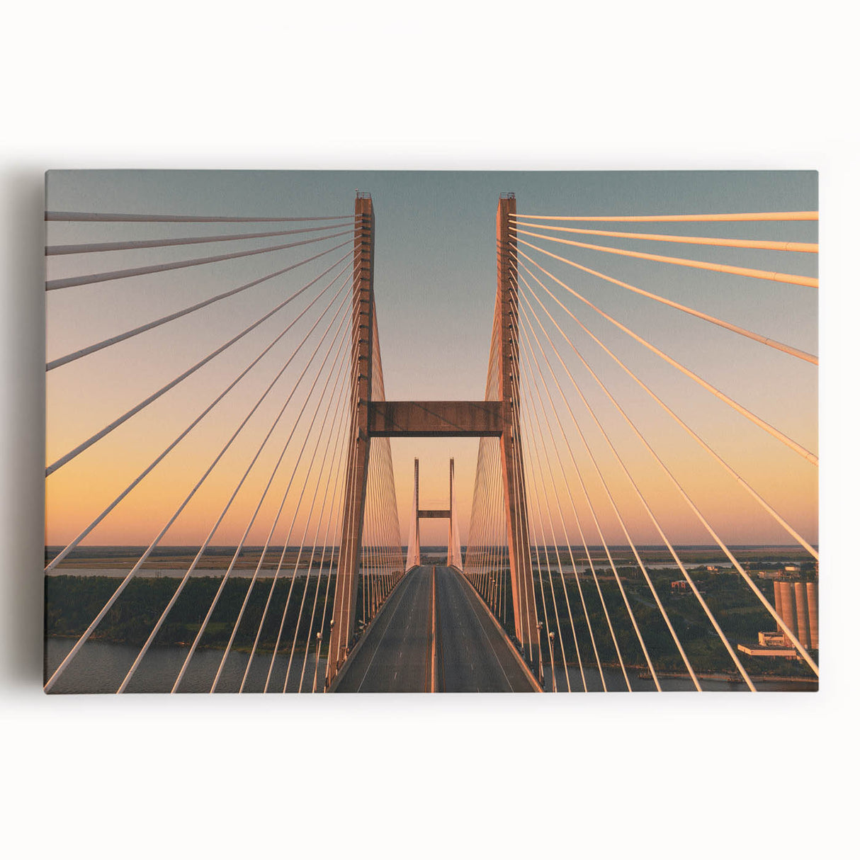 Black and white stretched canvas of Savannah, Georgia's scenic views, ideal for kitchen art.