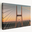 Savannah, Georgia cityscape on large stretched canvas with warm orange and brown tones, suitable for kitchen wall art.
