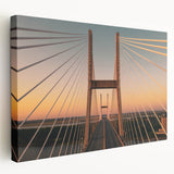 Savannah, Georgia cityscape on large stretched canvas with warm orange and brown tones, suitable for kitchen wall art.