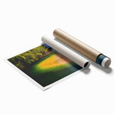 Extra large rolled print of Kauai, Hawaii, featuring lush greenery and waterfalls, ideal for classy bathroom wall art.