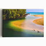 Black and white large art print of Kauai scenery on stretched canvas, suitable for kitchen wall art.