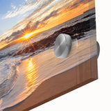 Large abstract wall art depicting a Maui, Hawaii, scenery in vibrant colors on acrylic glass, ideal for dining room art.