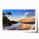 Extra large rolled print of Maui scenery with vibrant tropical floral colors, ideal for art wall dining room.