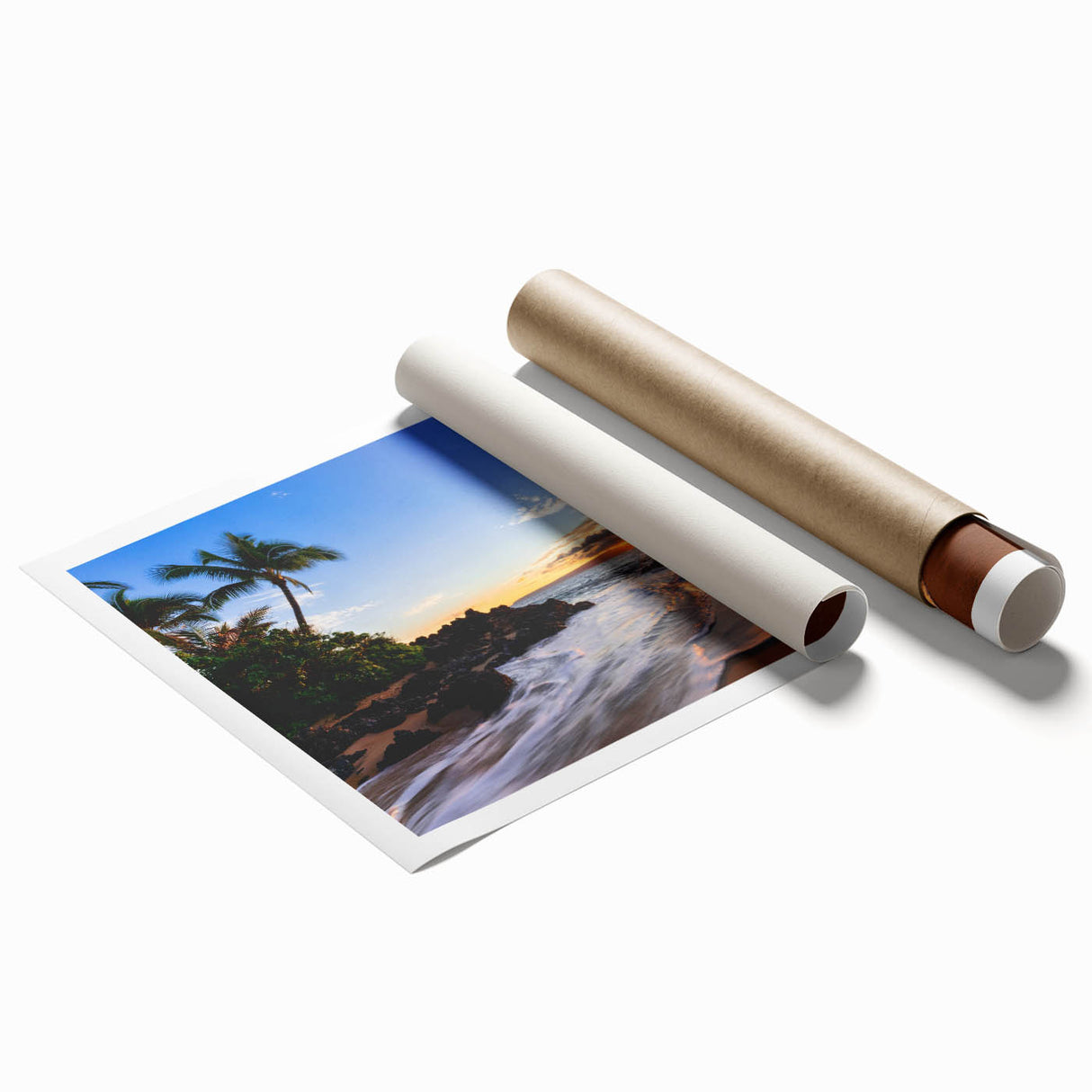 Extra large rolled print of vibrant Maui landscape with lush florals.