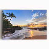 Black and white stretched canvas featuring a panoramic view of Maui, ideal for kitchen wall art.