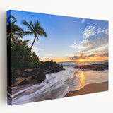 Large canvas print featuring a scenic view of Maui's coastline with vibrant blue and green tones, ideal for kitchen wall art.