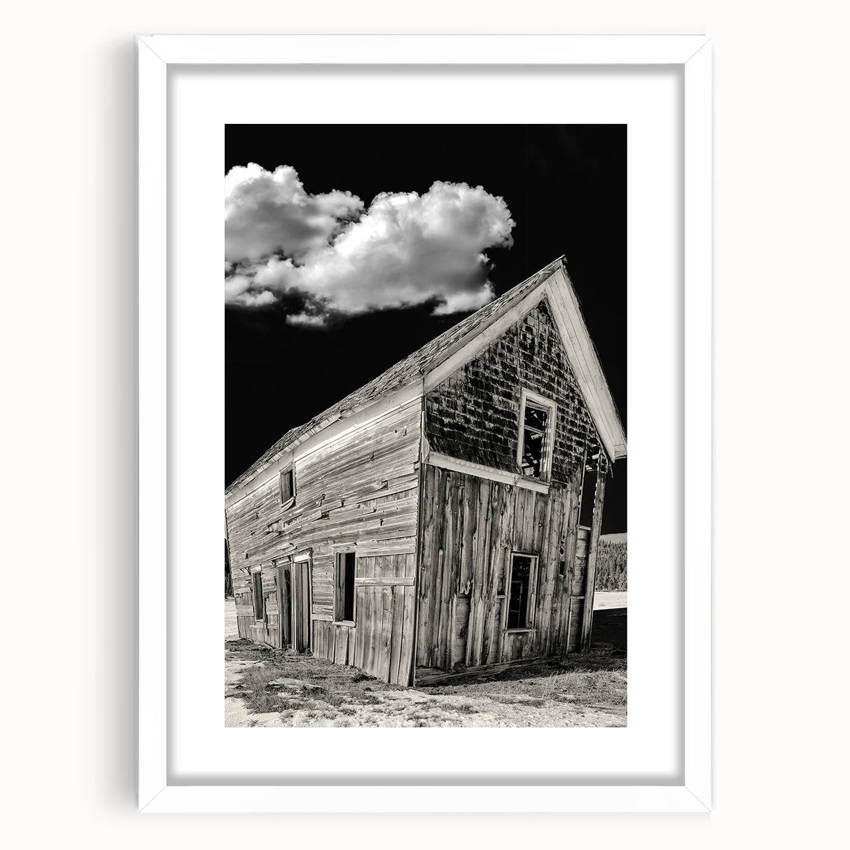 Abstract art print of Idaho scenery in muted earth tones on a framed white mat, suitable for dining room or bedroom decor.