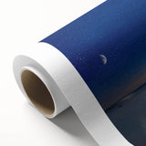 Art Deco poster of Lake Michigan with soft blue and cream tones on rolled canvas, ideal for nursery wall art.