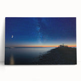 Black and white photo of Lake Michigan, large art on stretched canvas, ideal for kitchen wall art or bedroom ambiance.
