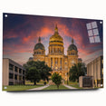 Acrylic print of a large abstract depiction of Iowa scenery in muted earth tones, suitable for bedroom or dining room decor.