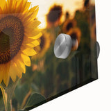 Mid-century modernist large abstract art print of Kansas scenery in muted earth tones on acrylic glass.