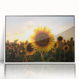 Art Deco style poster of Kansas scenery on white framed acrylic, with muted earth tones, ideal for nursery wall art.