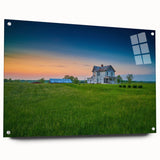 Acrylic print of a Kentucky landscape in muted earth tones, ideal for dining room decor.