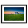 Abstract art print of vibrant, colorful Kentucky scenery on textured canvas, framed in black.