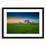 Abstract art print of vibrant, colorful Kentucky scenery on textured canvas, framed in black.