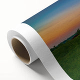 Art Deco poster of Kentucky scenery on a rolled canvas, featuring soft pastel shades, ideal for nursery wall art.