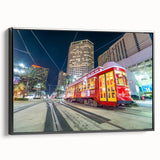 Black and white framed canvas of New Orleans landscape, featuring vintage poster art style, ideal for bedroom wall decor.