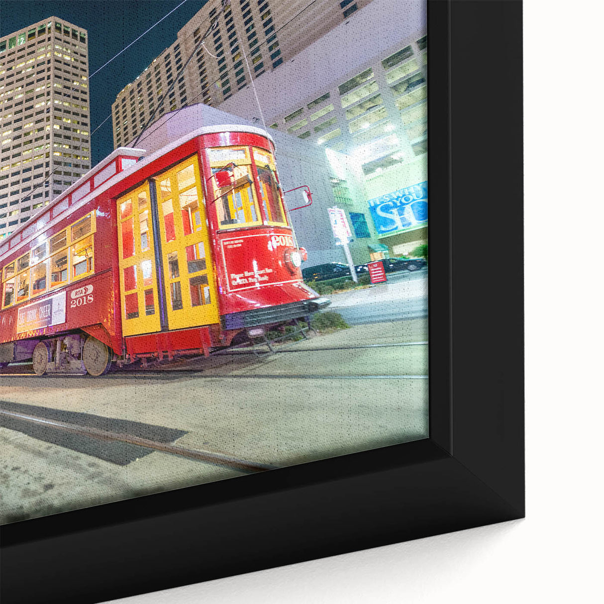 Textured black wall art of New Orleans scenery in vibrant colors on extra large framed canvas, ideal for living room decor.