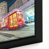 Textured black wall art of New Orleans scenery in vibrant colors on extra large framed canvas, ideal for living room decor.